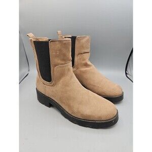 Old Navy Chelsea Boots Womens 9 Brown Caramel Chunky Pull On Casual Faux Leather